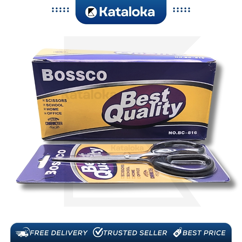 

YUH 1 Box isi 12 Gunting Scissors BOSSCO (4 inch~6 Inch-8 Inch) BC-814~816~818