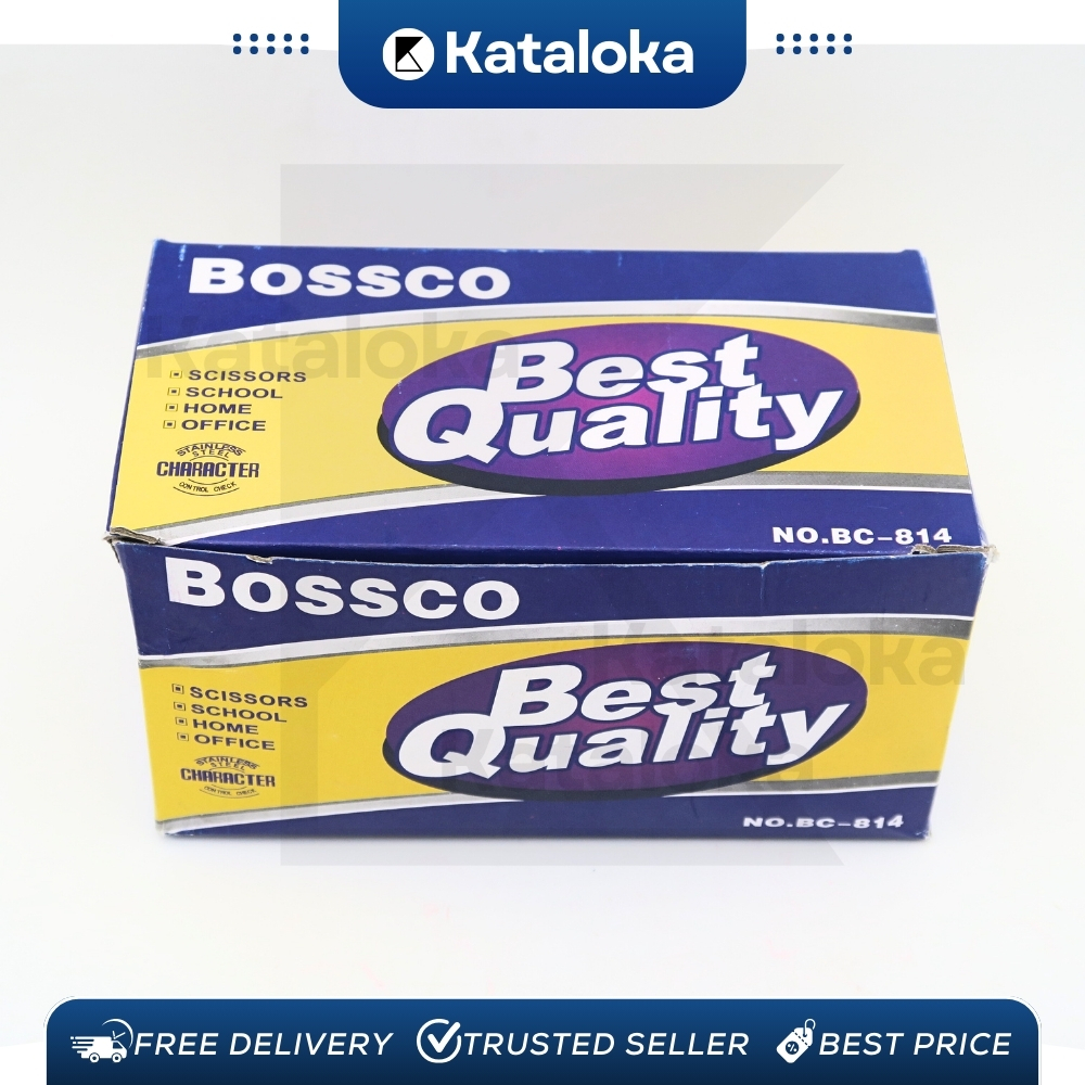

mg 1 Box isi 12 Gunting Scissors BOSSCO (4 inch~6 Inch-8 Inch) BC-814~816~818