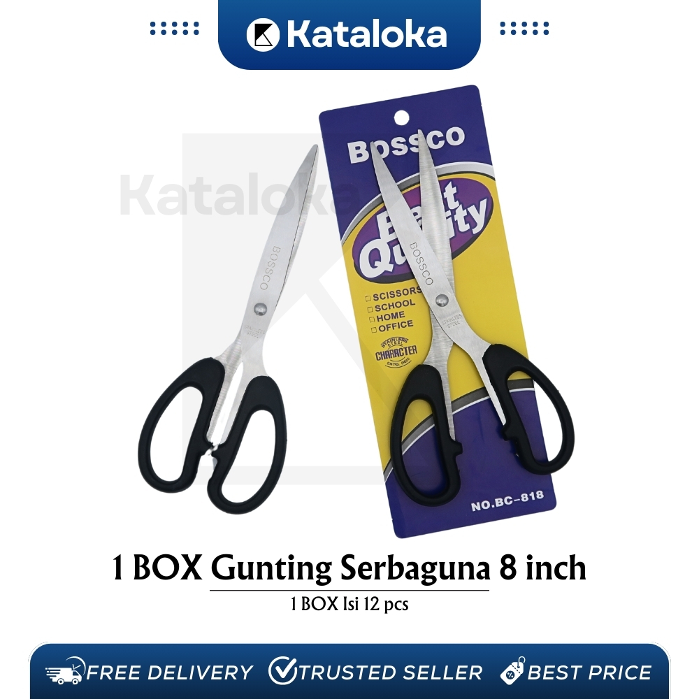 

tyvf 1 Box isi 12 Gunting Scissors BOSSCO (4 inch~6 Inch-8 Inch) BC-814~816~818