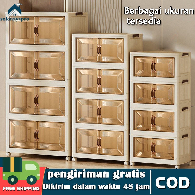 Rak Buku Serbaguna/Rak Kabinet Plastik Lipat/Rak Buku Plastik Lipat Tanpa Dirakit /Lemari Plastik Su