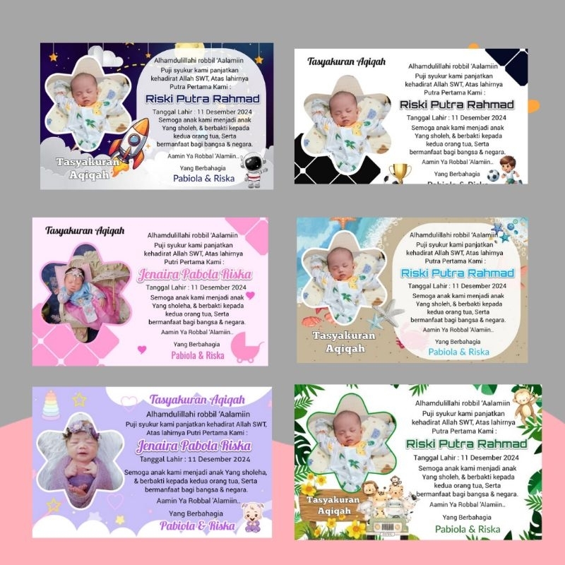 kartu nama aqiqah / kartu nama /kartu nama tasyakuran /kartu nama marhaban / kartu aqiqah