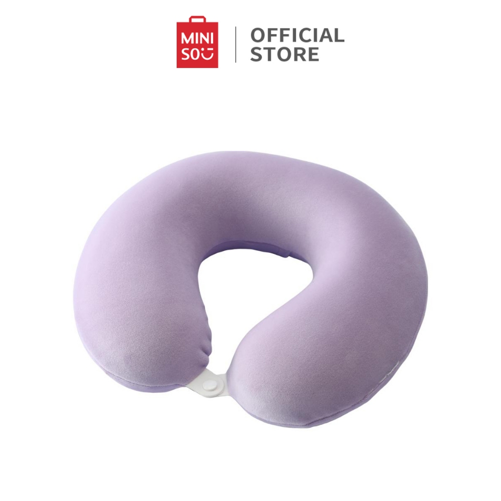 OOTD Miniso X Solid Color Bantal Leher Travel Lipat Neck Pillow Memory Foam Travel U-Shaped Pillow