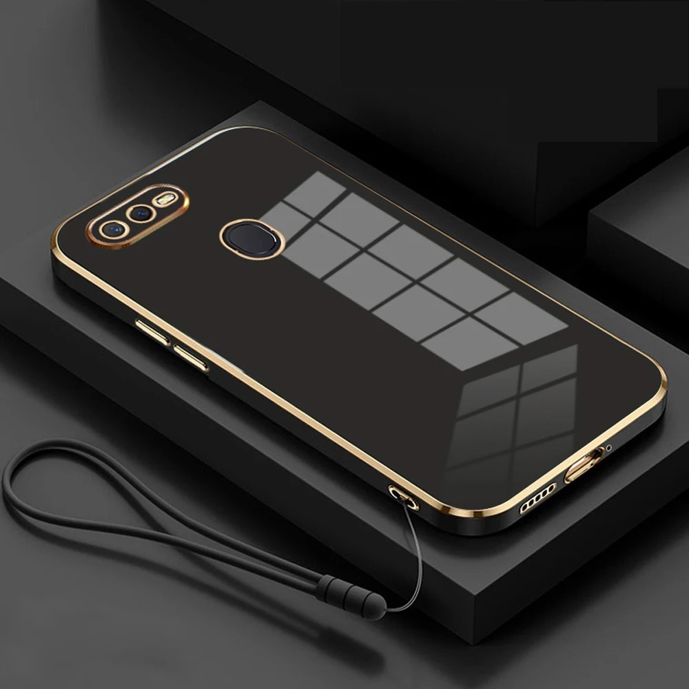 case plating Oppo A7 / A12 Case Luxury Plating Casing Silicone Free Tali Lanyard - Formasi ACC