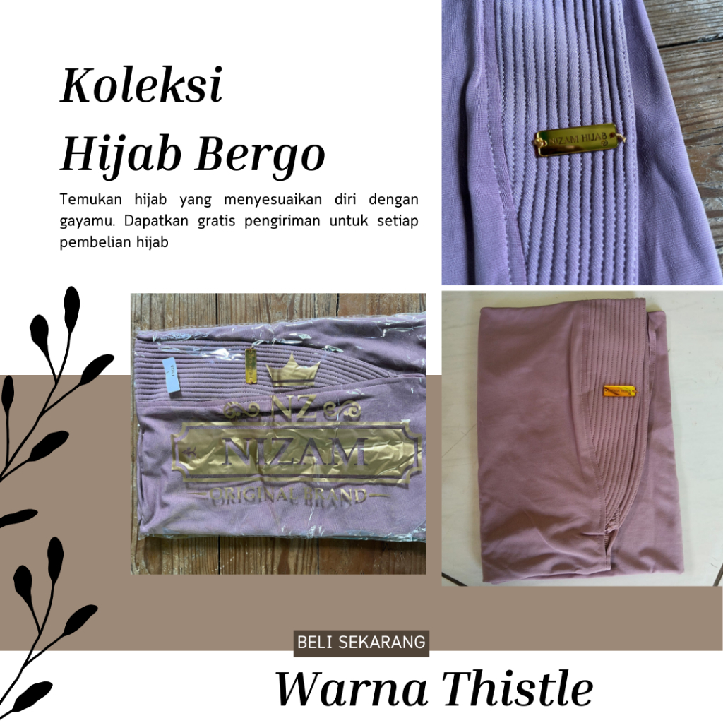Nizam Hijab Bergo Warna Thistle