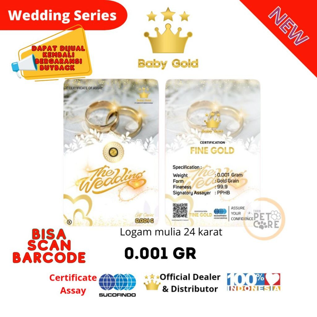 BABY GOLD WEDDING 0.001GRAM LOGAM MULIA EMAS MINI 24K