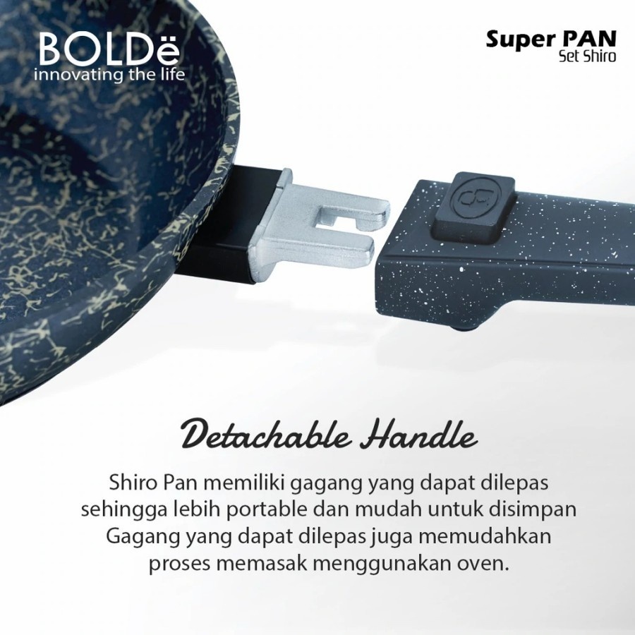 BOLDE SUPER PAN SHIRO 2 PCS | TEFLON MOTIF MARBLE ANTI LENGKET UKURAN 22CM & 26CM