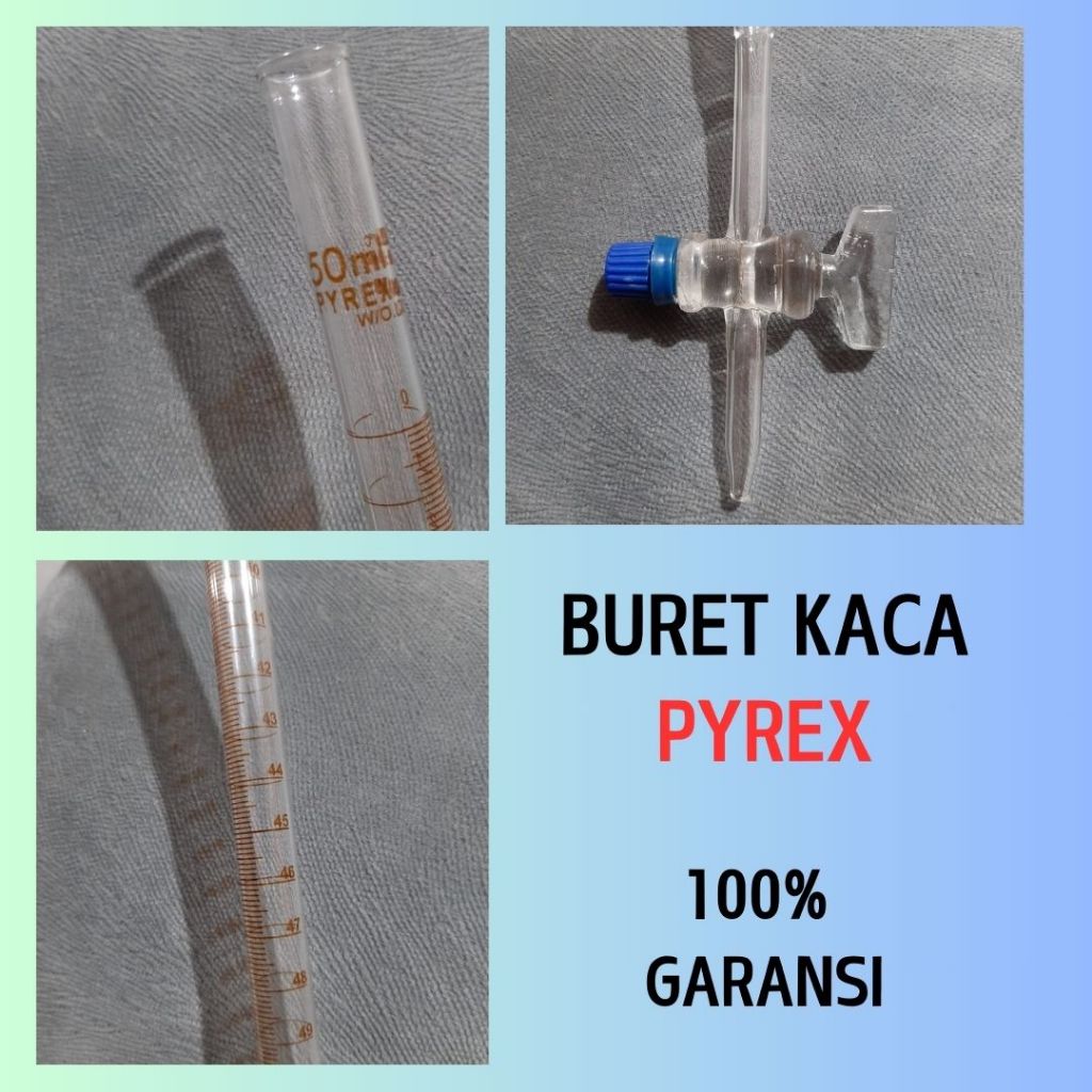 Vialabware - Buret kaca pyrex | ukur kompresi motor | Buret Laboratorium | ukuran buret 5ml  buret 1