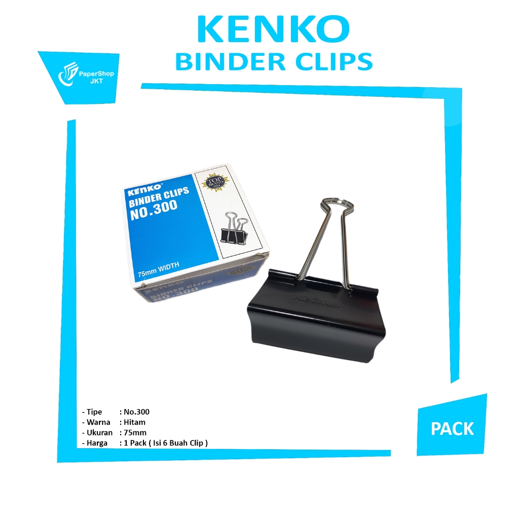 

KENKO - Binder Clips No.300 - Penjepit Kertas - Pack