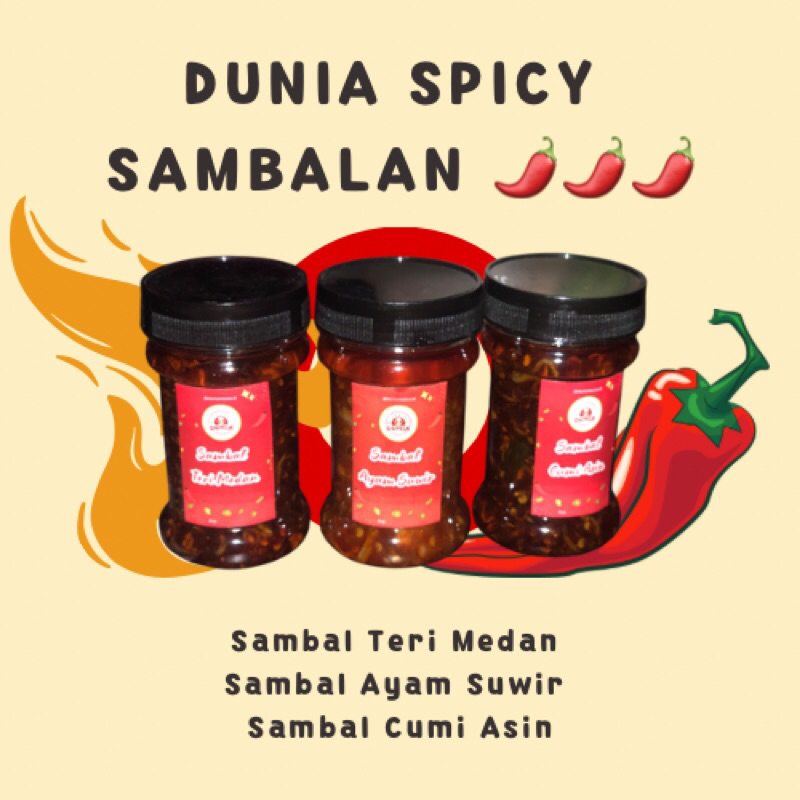 

Sambalan - Sambal Teri medan / Sambal Cumi asin / Sambal Ayam suwir, 150ml - Sambal pedas