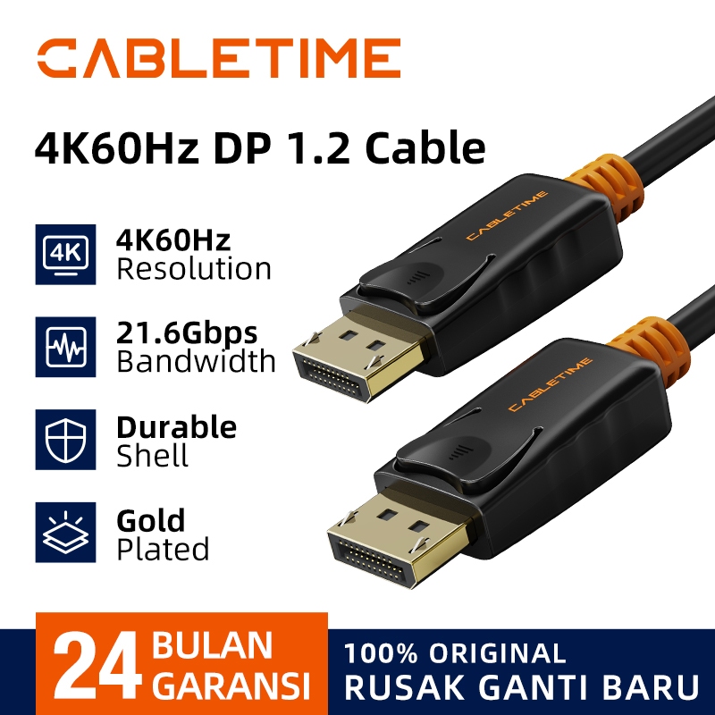CABLETIME Kabel DisplayPort 1.2 1.4 DP 4K 8K 21.4Gbps 32.4Gbps Ultra High Speed Male to Male Cable D