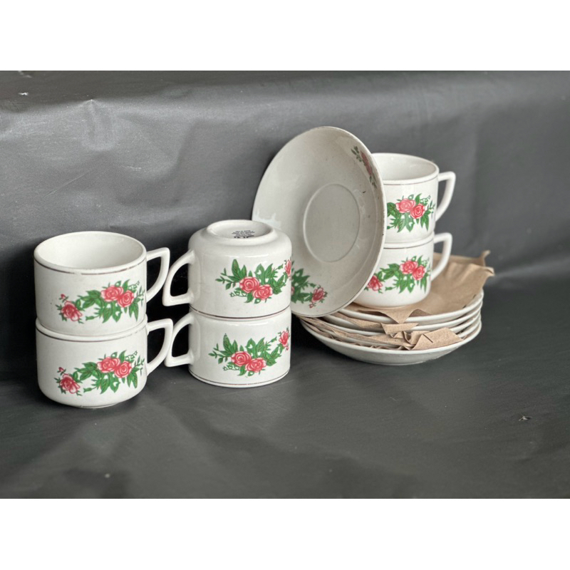 cangkir kopi jadul/antik motif bunga