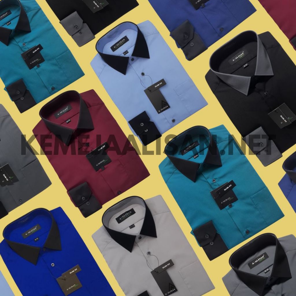 Alisan – Kemeja Alisan – Kemeja Alisan Slimfit – Alisan Lengan Panjang - Polos Kombinasi