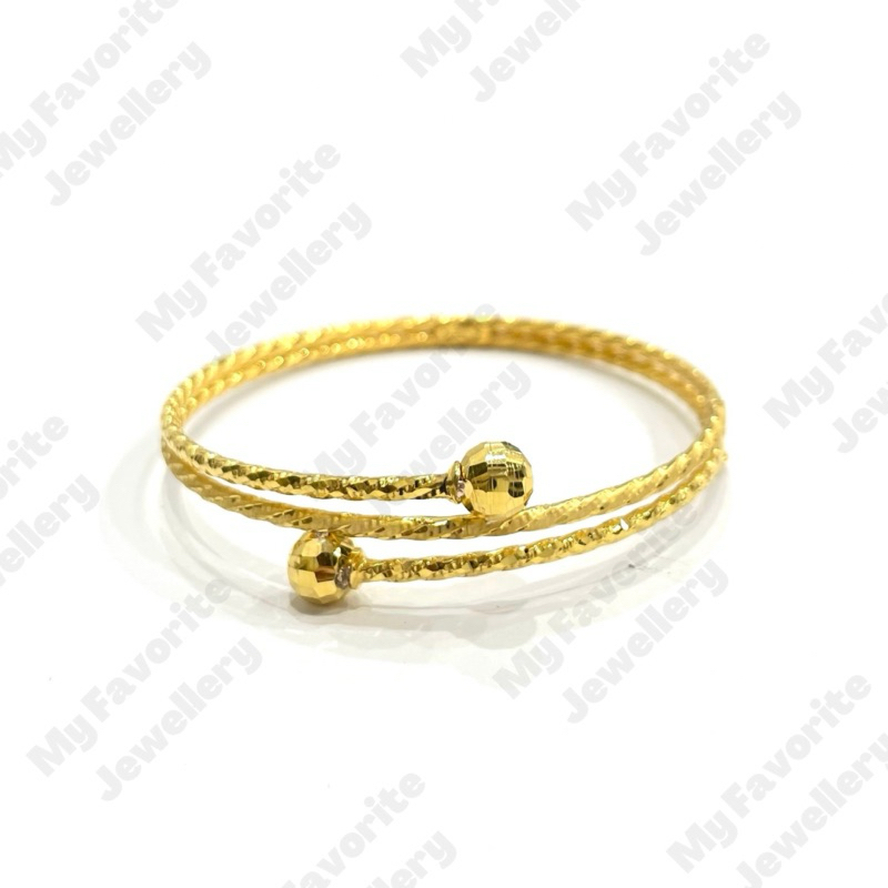 Gelang Bangle Variasi Bola-bola Silang Gelang Emas Asli Kadar 700