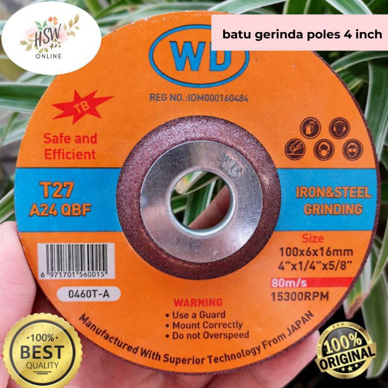 Mata Gerinda Poles WD 4Inch Batu Asah Besi Stainless Kuningan dll