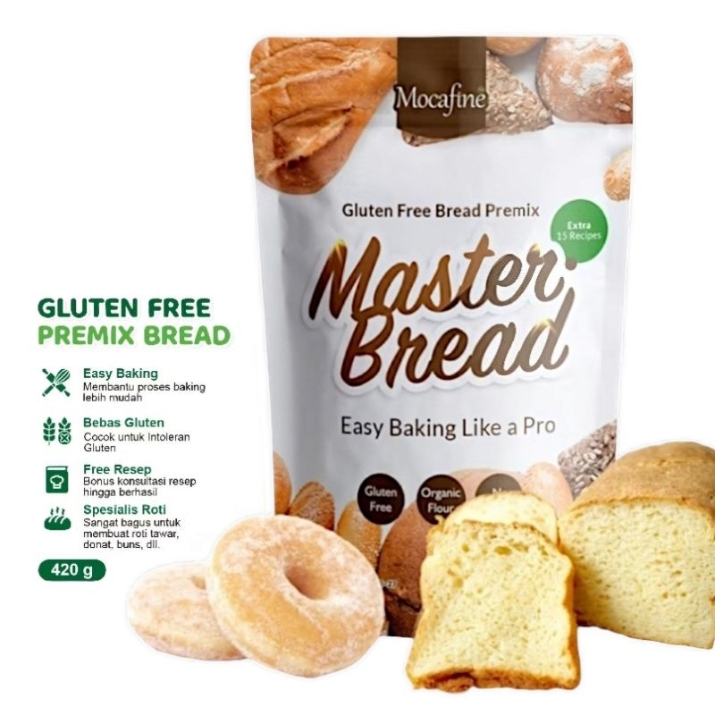 

Mocafine | MASTER BREAD - 420gr | GLUTEN FREE Tepung Roti Donat Pizza Premix