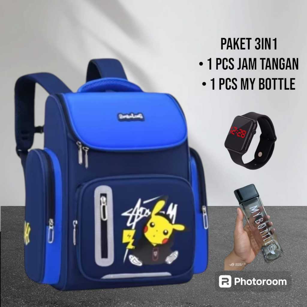 [ COD ] Tas Pokemon Pikachu - Tas ransel sekolah anak laki laki perempuuan tk kelas 123456 - Tas nga