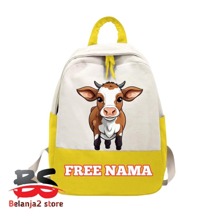 TAS ANAK RANSEL ANAK MOTIF GAMBAR SAPI TAS UNISEX TAS SKOLAH ANAK GRATIS NAMA
