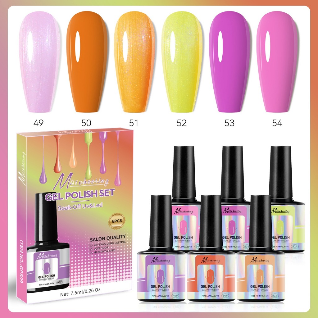 Misschering Gel Polish Soak-Off Uv&Led - Set isi 6 Nail Polish Gel - Set isi 6 Kutek Gel - Set Kutek