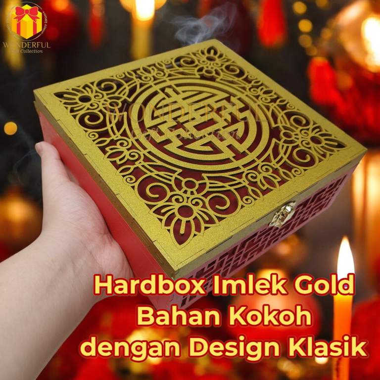 

Hardbox Imlek MDF Laser Cutting - Gold Merah 23.5 x 23.5 x 11 cm - CNY-MDF-M