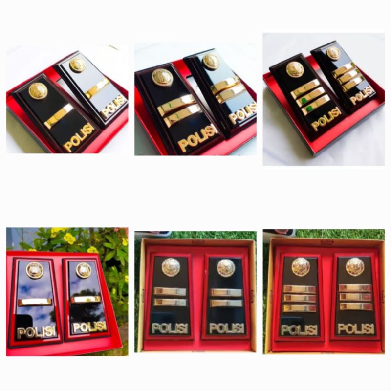 Pangkat PDH Perwira Polri Ipda Iptu Akp Model Akrilik Lis Merah dan Coklat