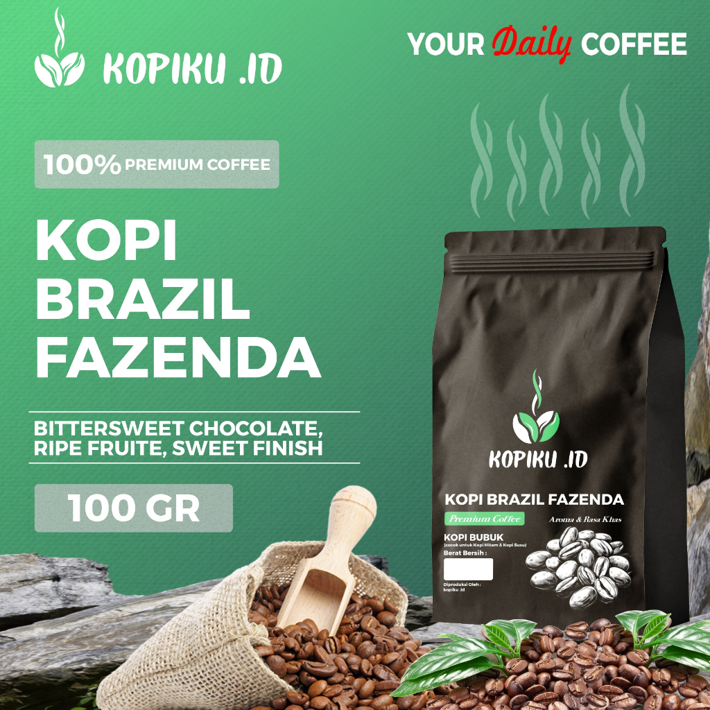 

Kopiku.id - Bubuk kopi Premium Coffee Kopi Brazil Fazenda Aroma & Rasa Khas 100gr