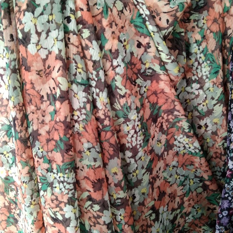 Kain sifon impor | Harga/0,5m | bahan sifon motif bunga | bahan sifon impor | kain sifon impor.... .