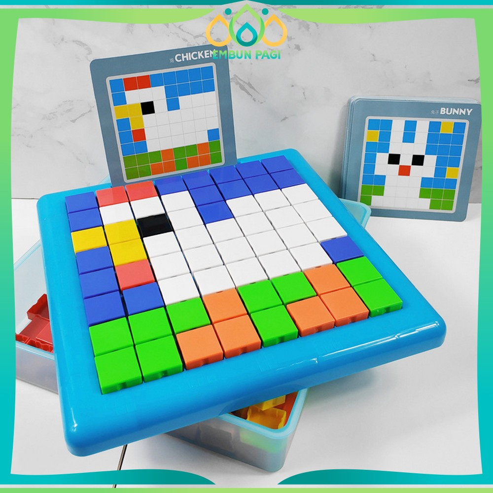 Mainan Edukasi Puzzle Game Balok Susun / Puzzle Creative Mosaic / Game Edukasi Anak Embun Pagi M170