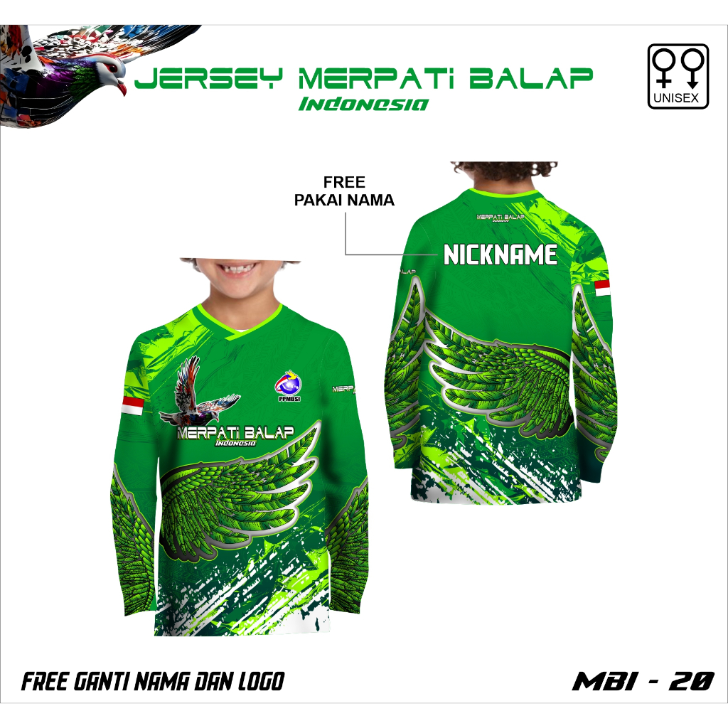 Kaos jersey merpati anak baju merpati balap sayap terbaru lengan panjang