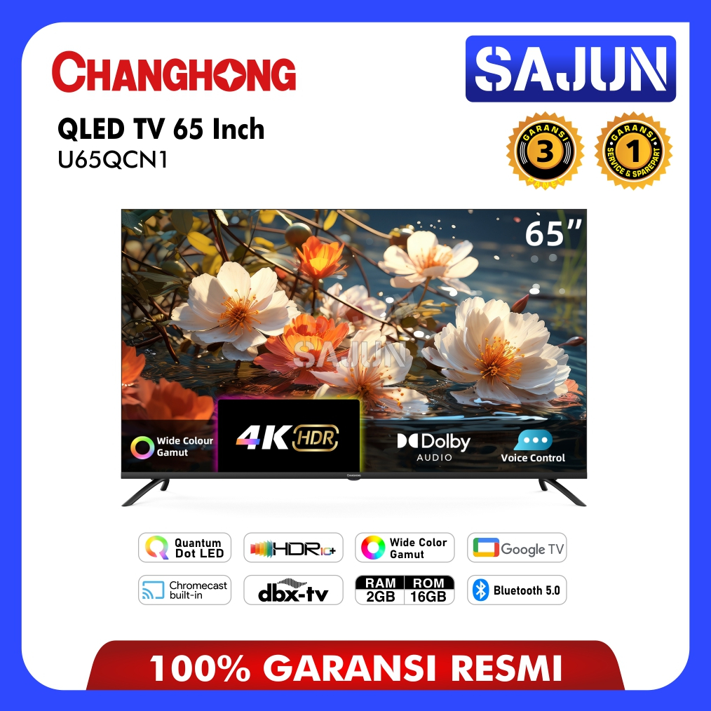 Changhong QLED TV 4K 65 inch Google Smart TV Digital TV (U65QCN1)