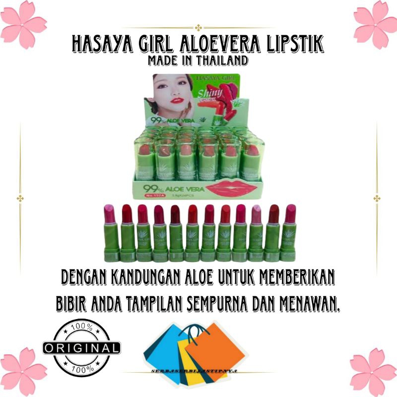 READY HASAYA GIRL SHINY LIPSTICK 99% ALOEVERA ORIGINAL THAILAND/lipstick/lipmatte/thailand/aloevera