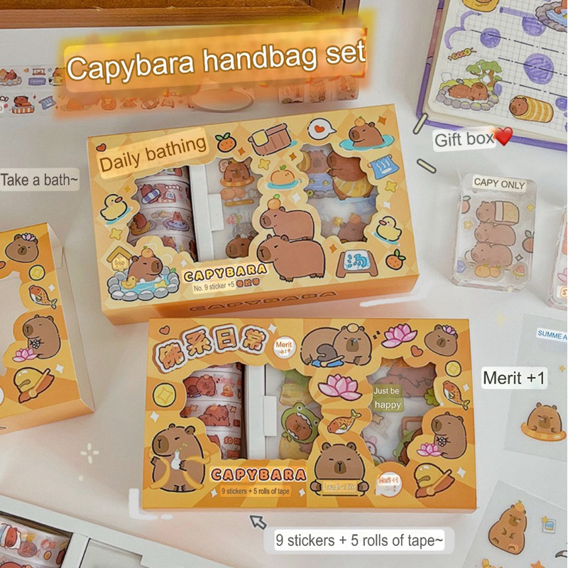 

Purple NT001 Sticker Set Sticky Paper Kertas Cute Capybara 100 Pcs Note Memo Koreksi Stationery Lucu Capybara capibara masbro popmart