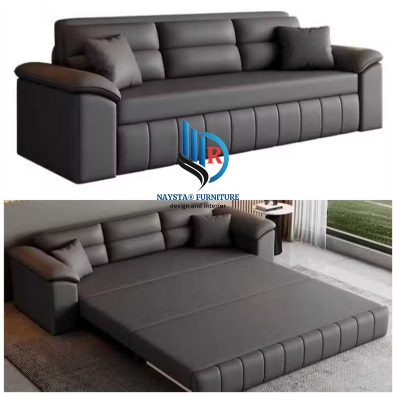 sofa bed multifungsi | sofa bed santai ruang keluarga minimalis modern bahan kulit premium