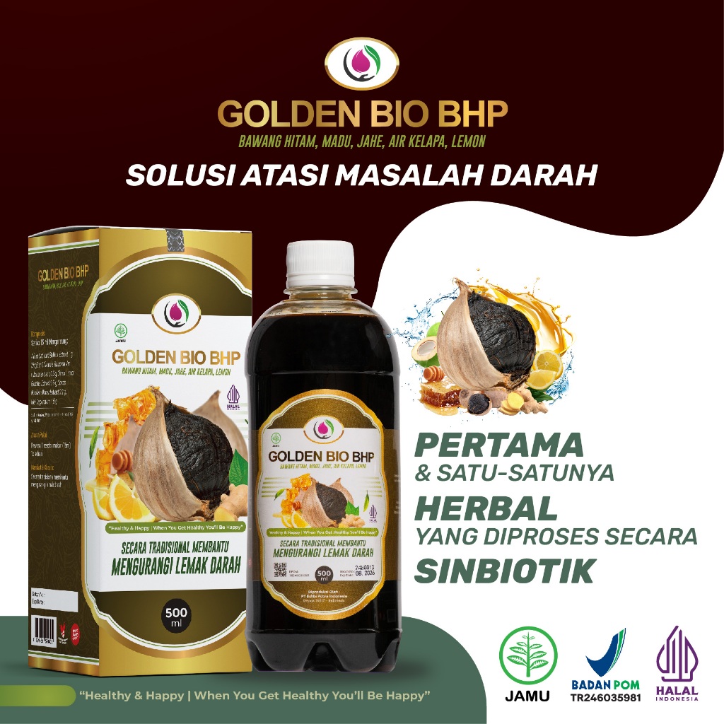 

Golden Bio BHP 500ML Berisi Bawang Hitam, Madu, Jahe, Air Kelapa, Lemon Dapat Mengurangi Lemak Darah