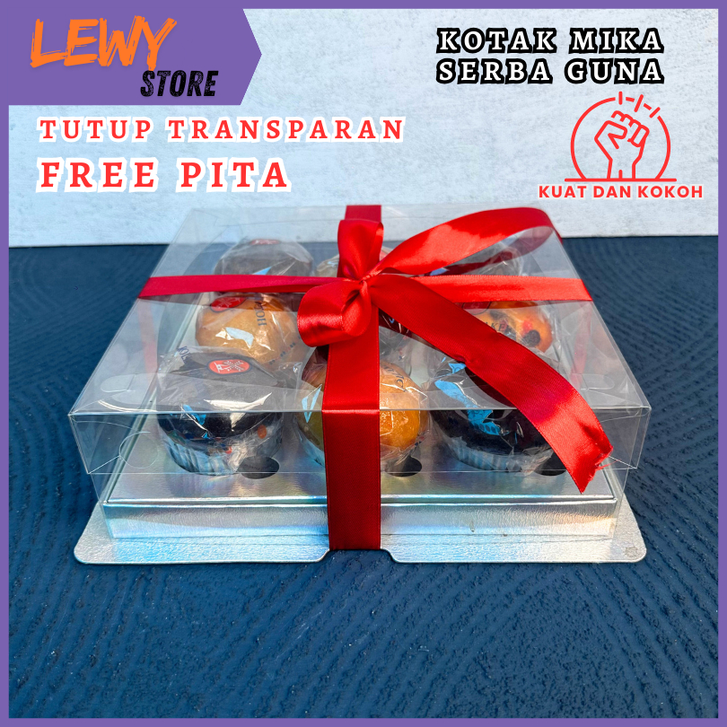 

Kotak Mika Plastik Tatakan Hologram Souvenir Box Kue Transparant Packaging (FREE PITA)