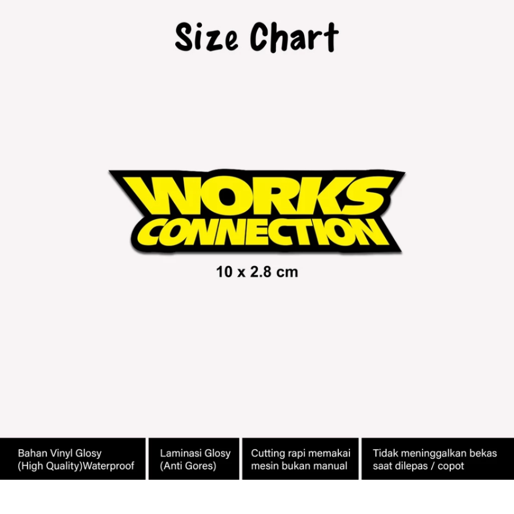 

Stiker Motor Work Connection Bahan Vinyl Laminasi Glossy 10cm Sticker Racing Printing