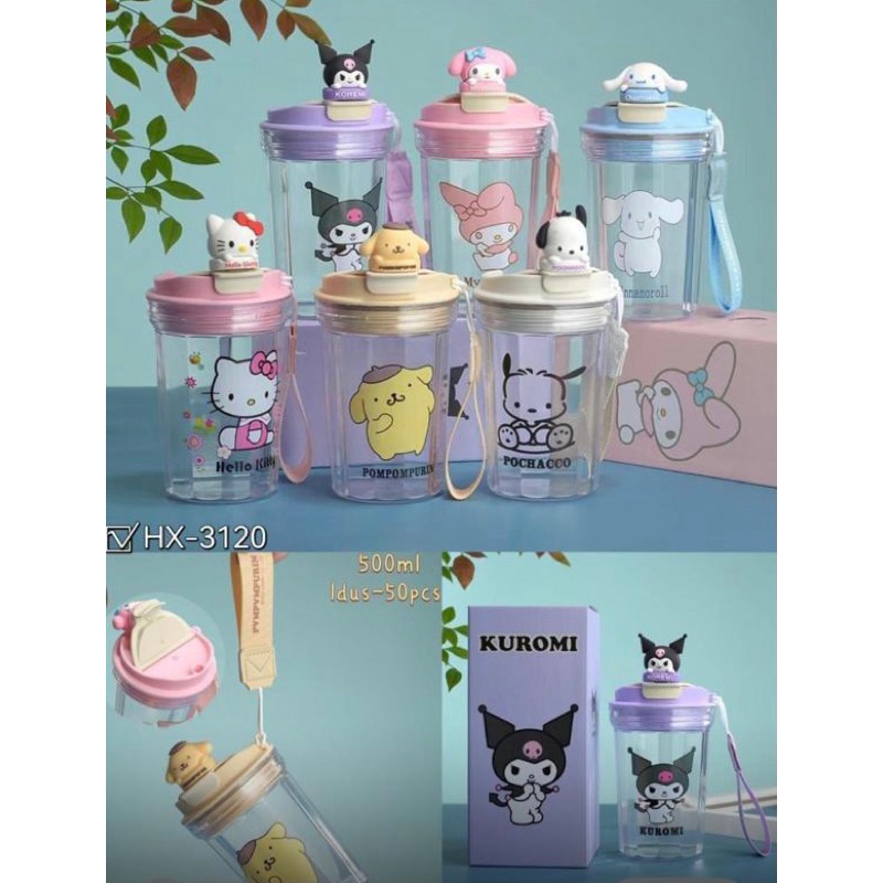 GELAS BOTOL MINUM KACA KARAKTER UNIK 3120