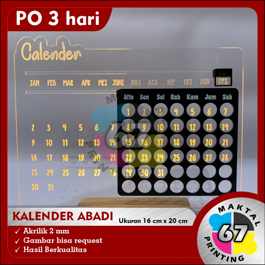 

Kalender Akrilik Abadi | Kalender selamanya | Kalender Awet