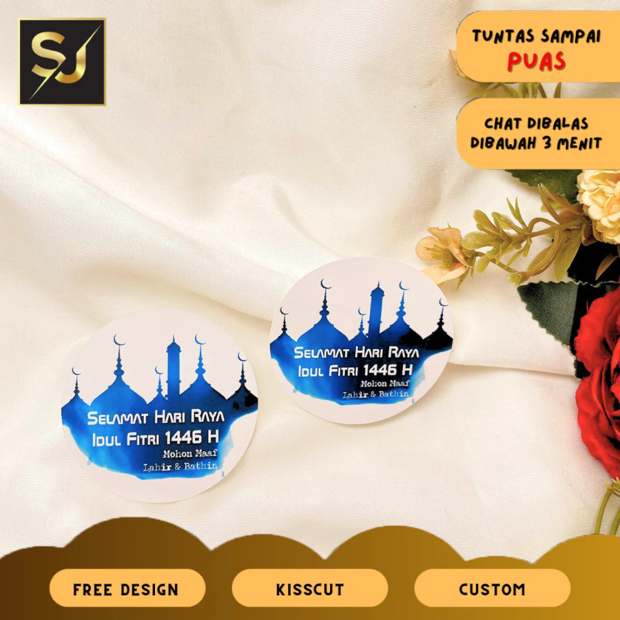 

9-15 Sangjaya Sticker Label Selamat Idul Fitri Stiker Lebaran Bulat Gift Ramadhan Eid Fitri Bandung