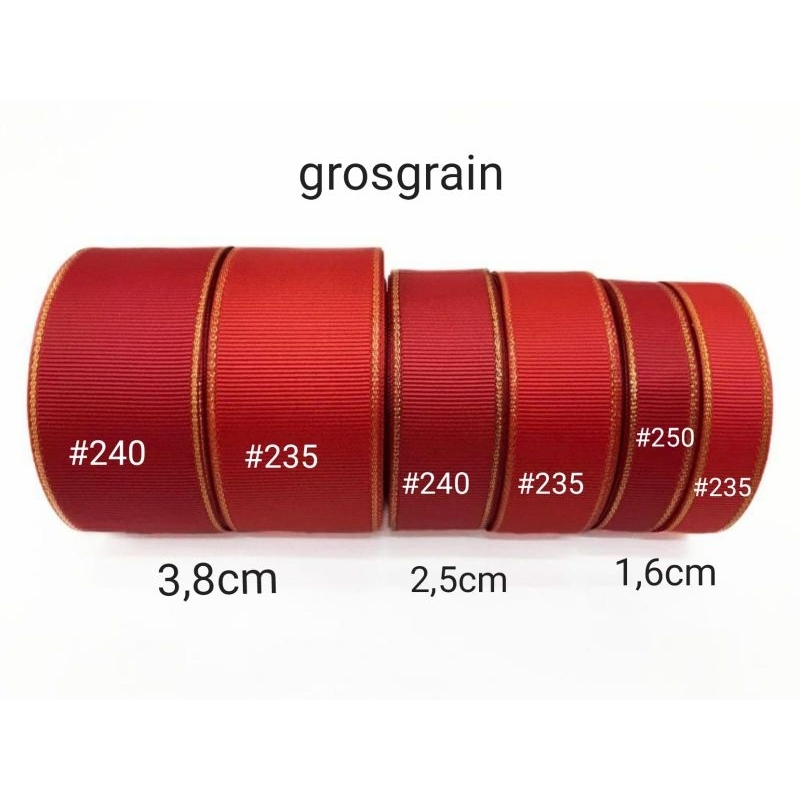 1 YARD - PITA MERAH GROSGRAIN LIST GOLD / PITA LIST GOLD