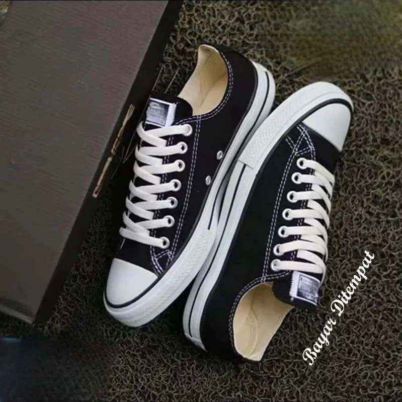 Murah.. SEPATU CONVERS ALLSTAR 70S PENDEK Sepatu warior canvas hitam full unisex cowok cewek Sepatu 