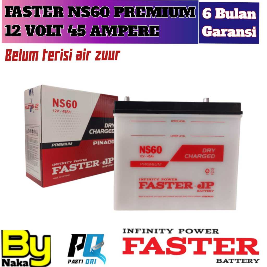 Aki Mobil Avanza/Terios/Rush/Taruna/Xenia/Katana/Escudo/APV  FASTER NS60 Premium 45 AH