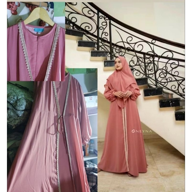 NEYNA DRESS neyna Gamis wanita dress  Pink Lengan Panjang