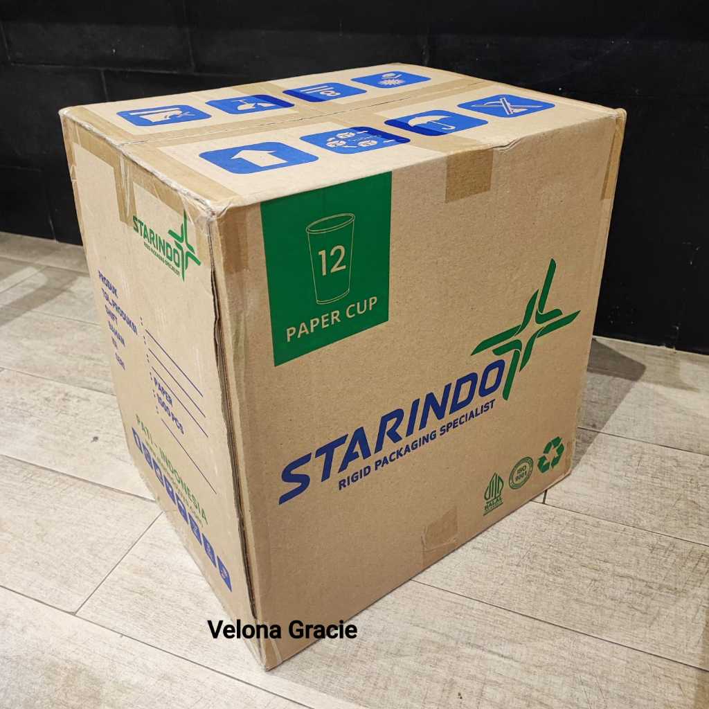 Paper Cup 12 oz Cold KHUSUS 1 DUS isi 1000 pcs Gelas Kertas Putih Polos Starindo