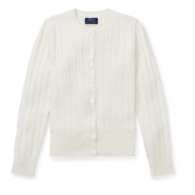 POLO RALPHLAURENT CABLE KNIT CARDIGAN WHITE polo kepang