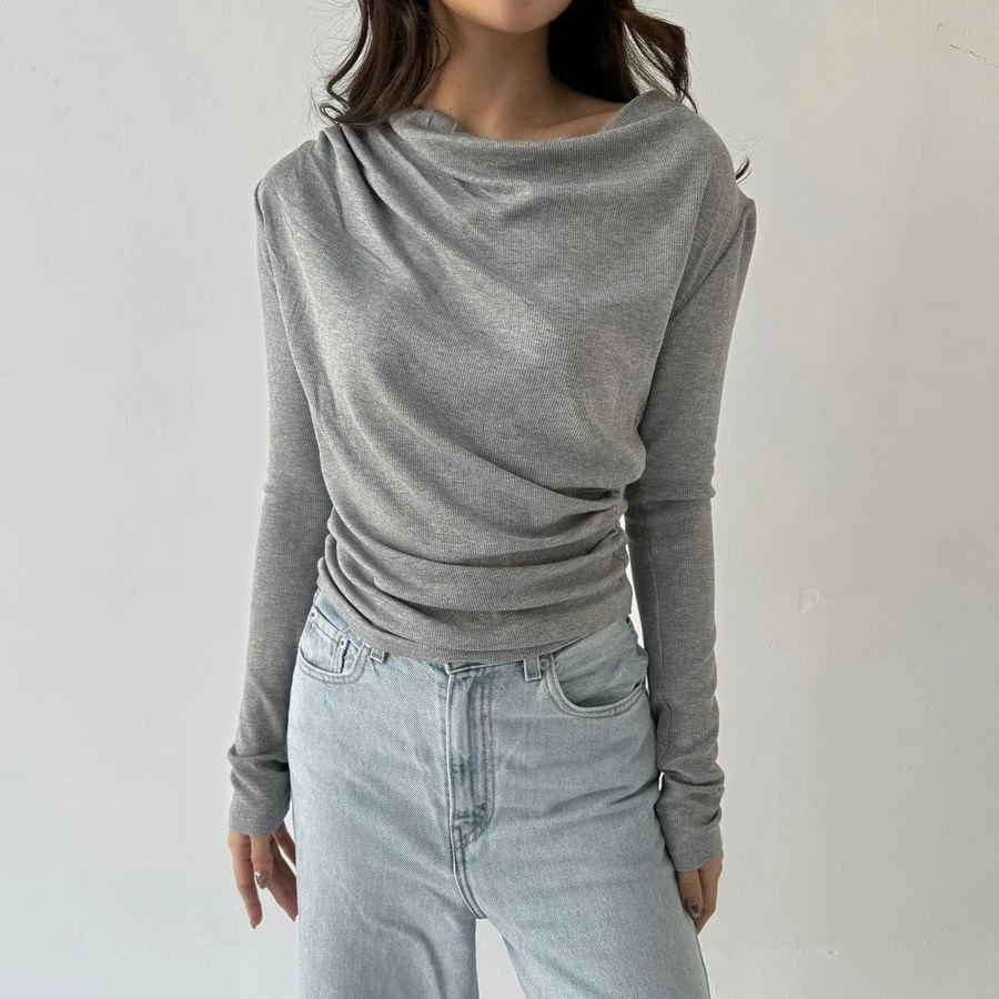 Atasan Knit Wanita Korean Top Baju Knit Wanita Lengan Panjang Basic Long Sleeve