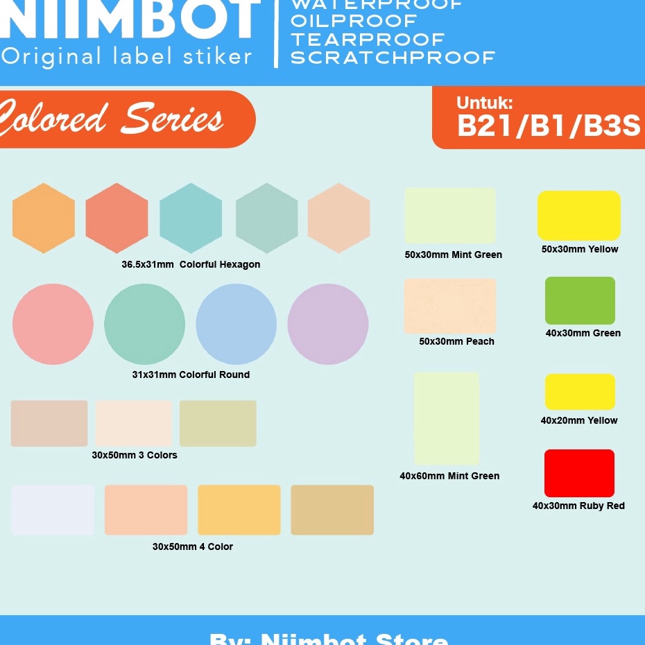 

GF9G9567 Colored Thermal Label Printer Sticker Niimbot B21 B1 B3S Refill Label