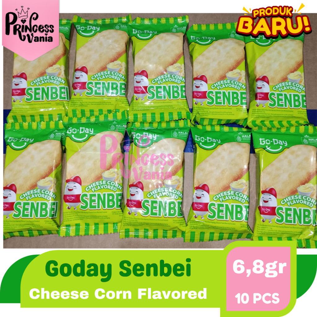 

10 PCS GODAY SENBEI CHEESE CORN FLAVORED SATUAN 8,6GR SNACK RICE CRACKERS KUE BERAS RASA KEJU