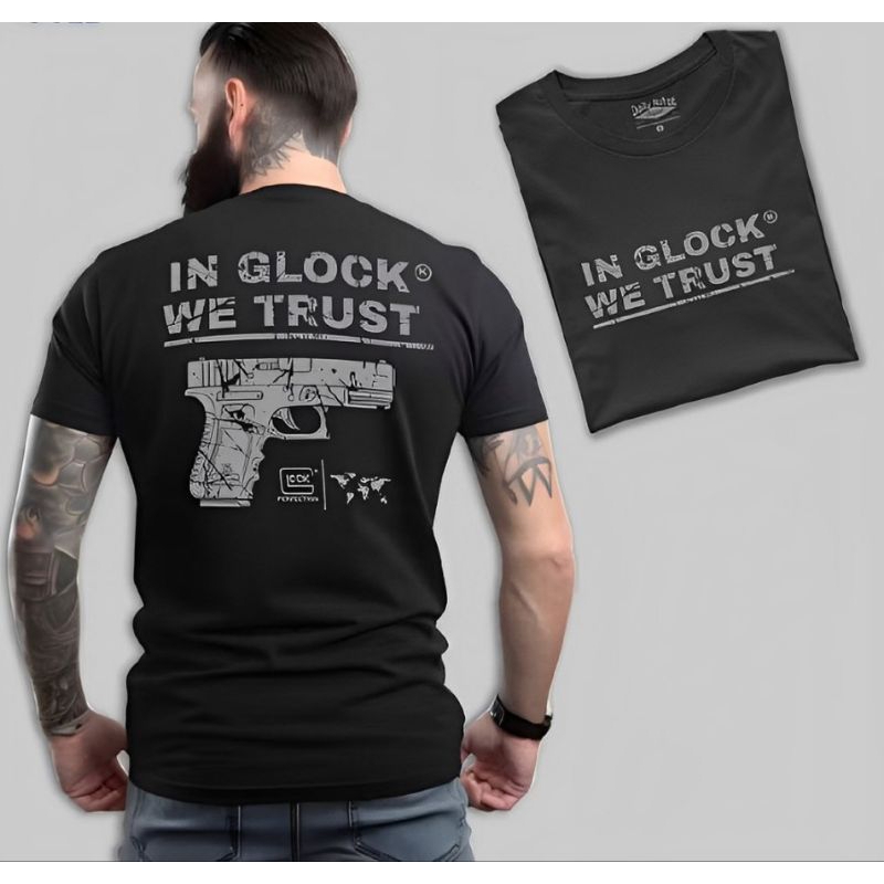 Kaos Glock Tembak pistol Tshirt army military Tactical outdoor original cotton combed 24s super soft