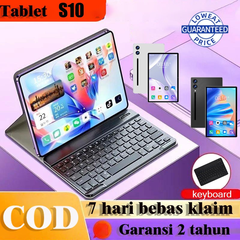 2025 Tablet PC Asli Primitif Baru S10 Pro 16GB + 512GB 10.1Inch Android Tablet Layar Lengkap Layar B