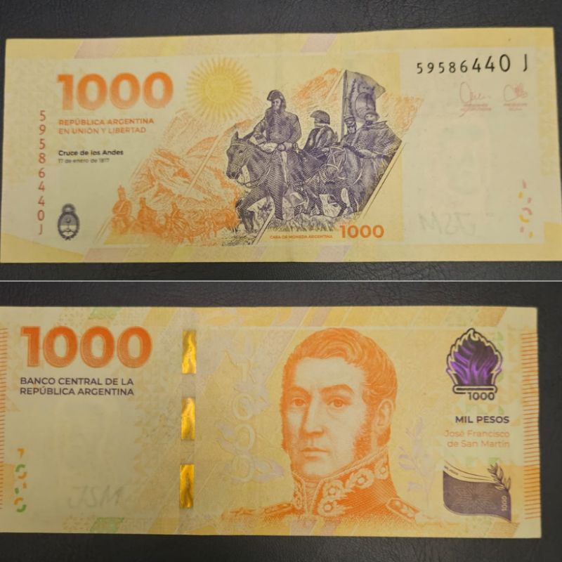 [Koleksi] Negara Argentina 1000 Peso Tahun 2023 Kondisi AUNC -XF Dijamin Original 100%